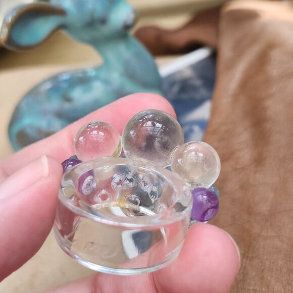 Bubble Ring / Vintage Lucite Plastic Huge Mod Bubble Cocktail Ring - Picture 7 of 10